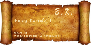 Berey Kornél névjegykártya